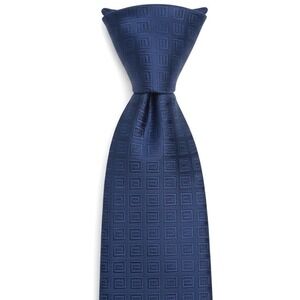 Versace Silk Geometric Pattern Mens Blue Tie Made in Italy Necktie 58"